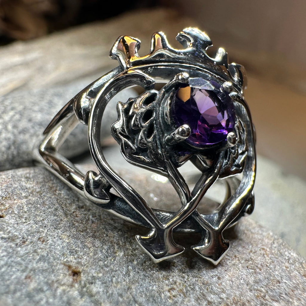 Dedication Scottish Luckenbooth Amethyst Ring in Sterling Silver