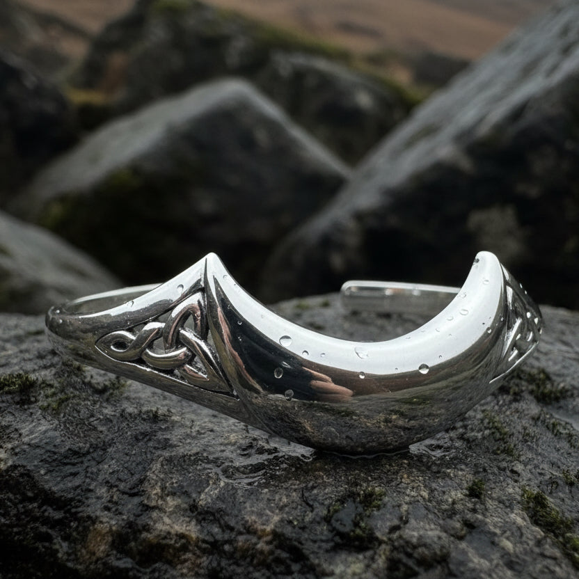 Lucina Celtic Moon Cuff Bracelet in Sterling Silver