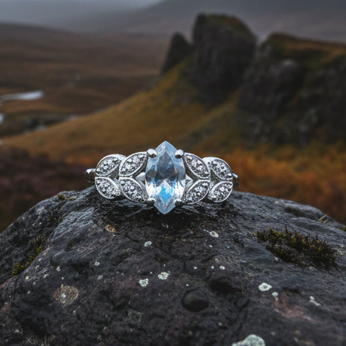 Laurel Moonstone Ring in Sterling Silver