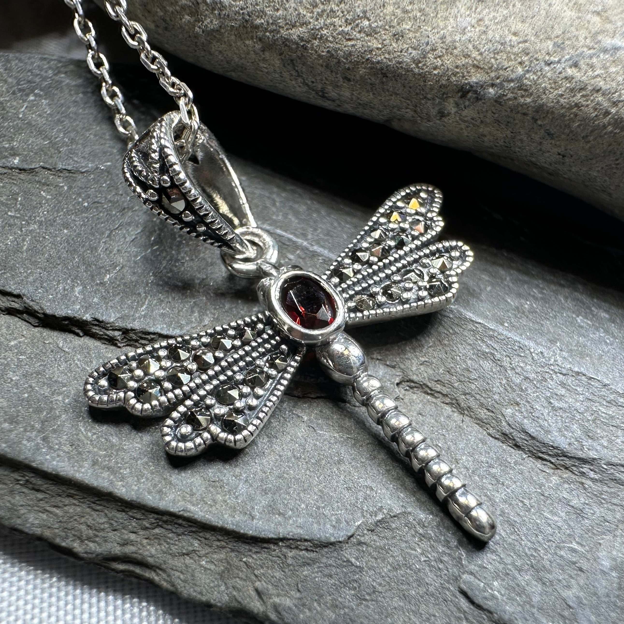 Hope Marcasite Dragonfly Necklace