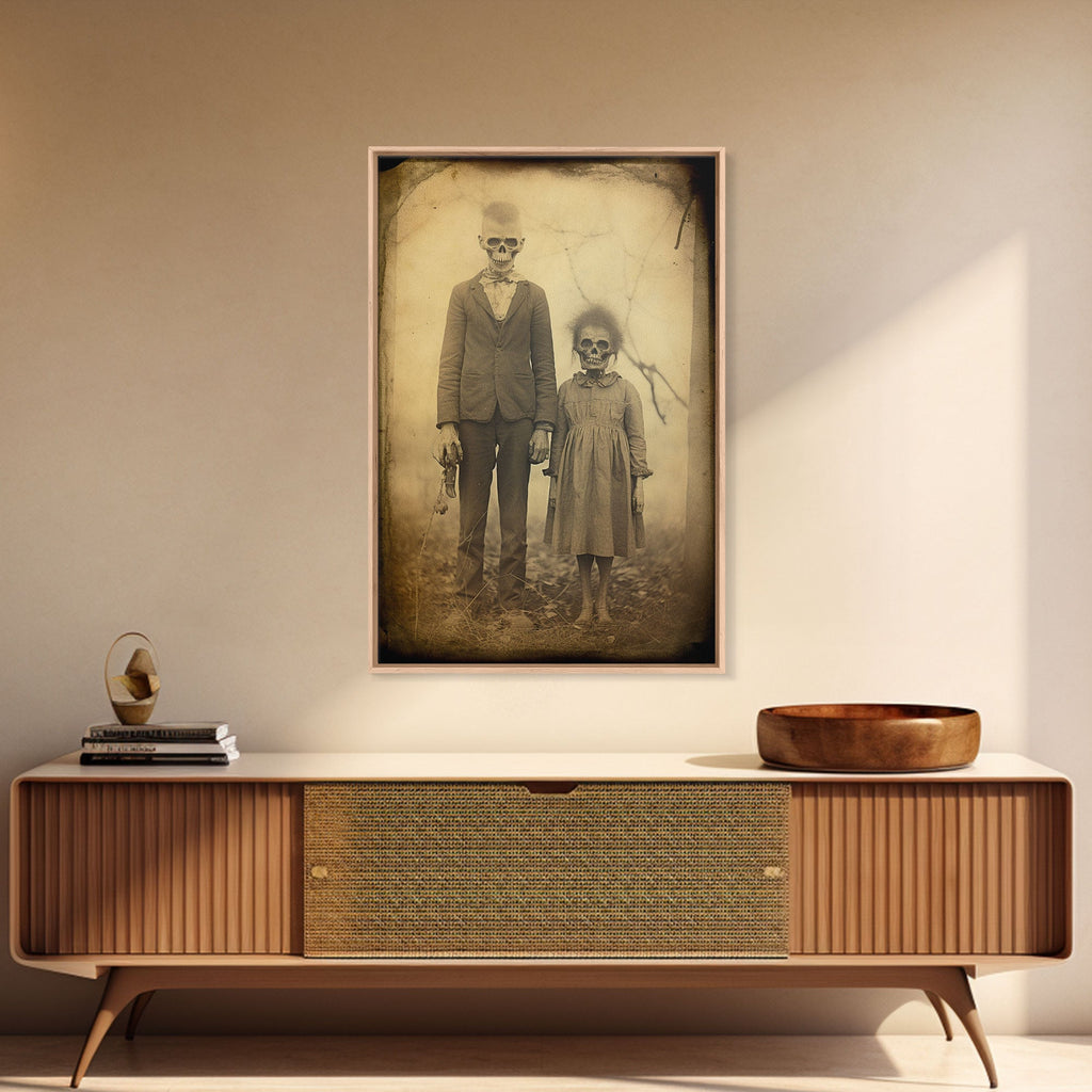 Skeleton Wall Art, Dark Art, Horror Decor, Weird Art Print, Creepy Wall Art, Canvas Print, Wall Art, Vertical Print, Home Decor, Wall Decor