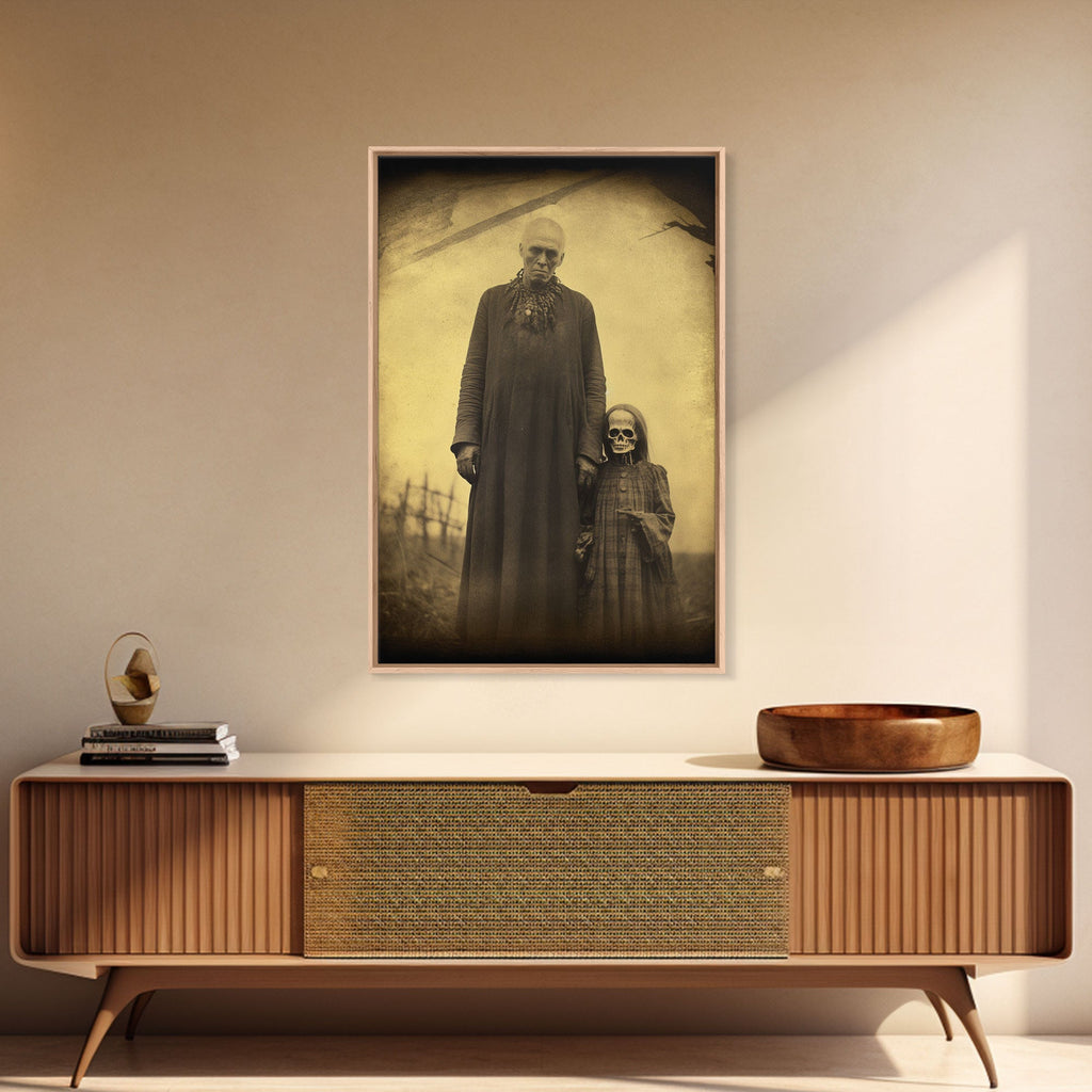 Skeleton Wall Art. Spooky Room Decor, Ghost Art Print, Gothic Wall Decor, Canvas Print, Wall Art, Vertical Print, Home Decor, Wall Decor
