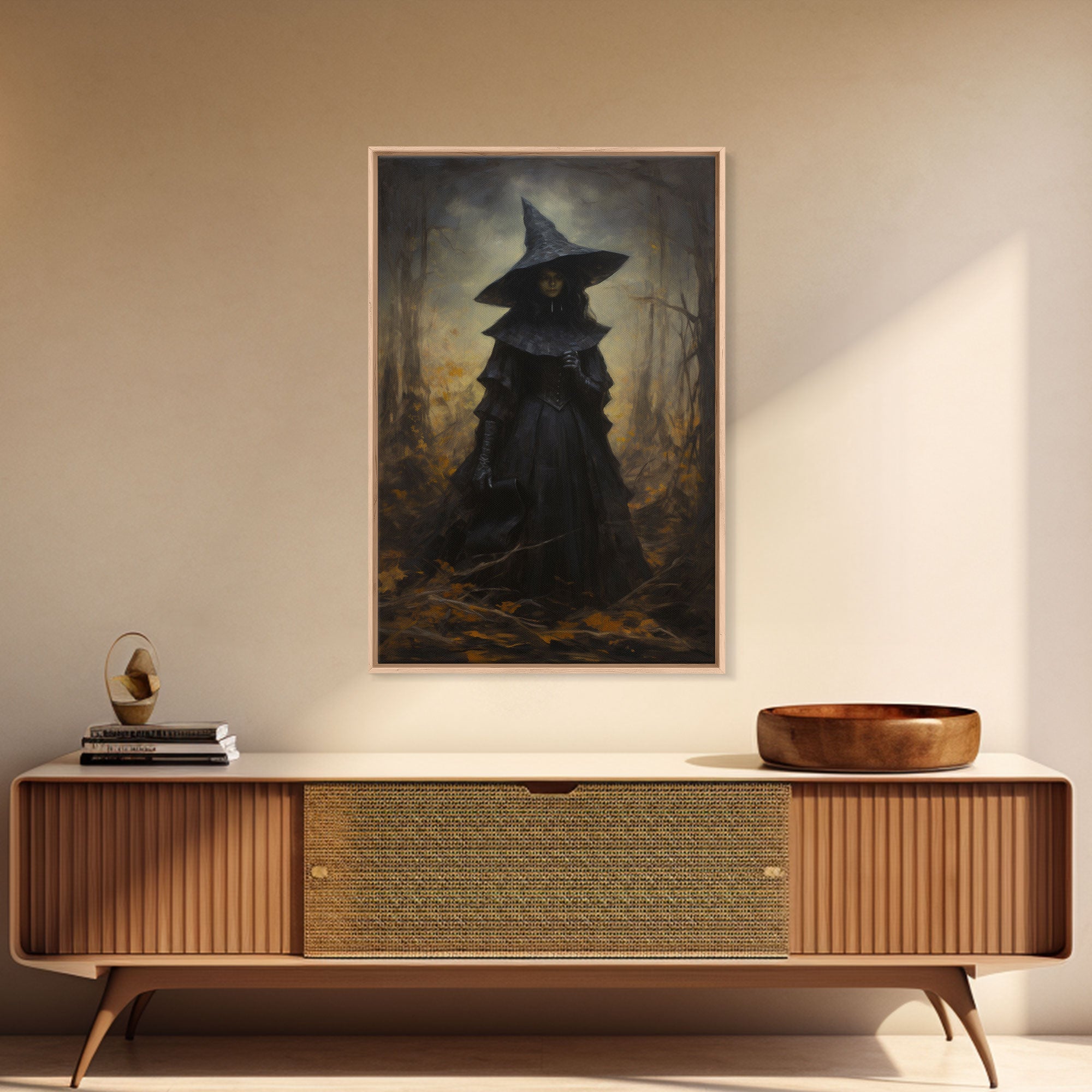Gothic Witch Art, Framed Halloween Canvas, Canvas Print, Spooky Halloween Wall Art, Halloween Decoration, Witchy Decor