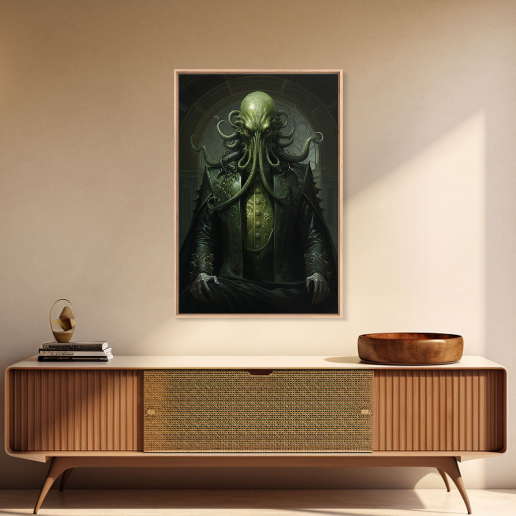 Le démon Cthulhu, Art gothique, Impression sur toile encadrée, Décoration d'Halloween, Le gentleman Cthulhu, Art gothique, Décoration d'Halloween démoniaque
