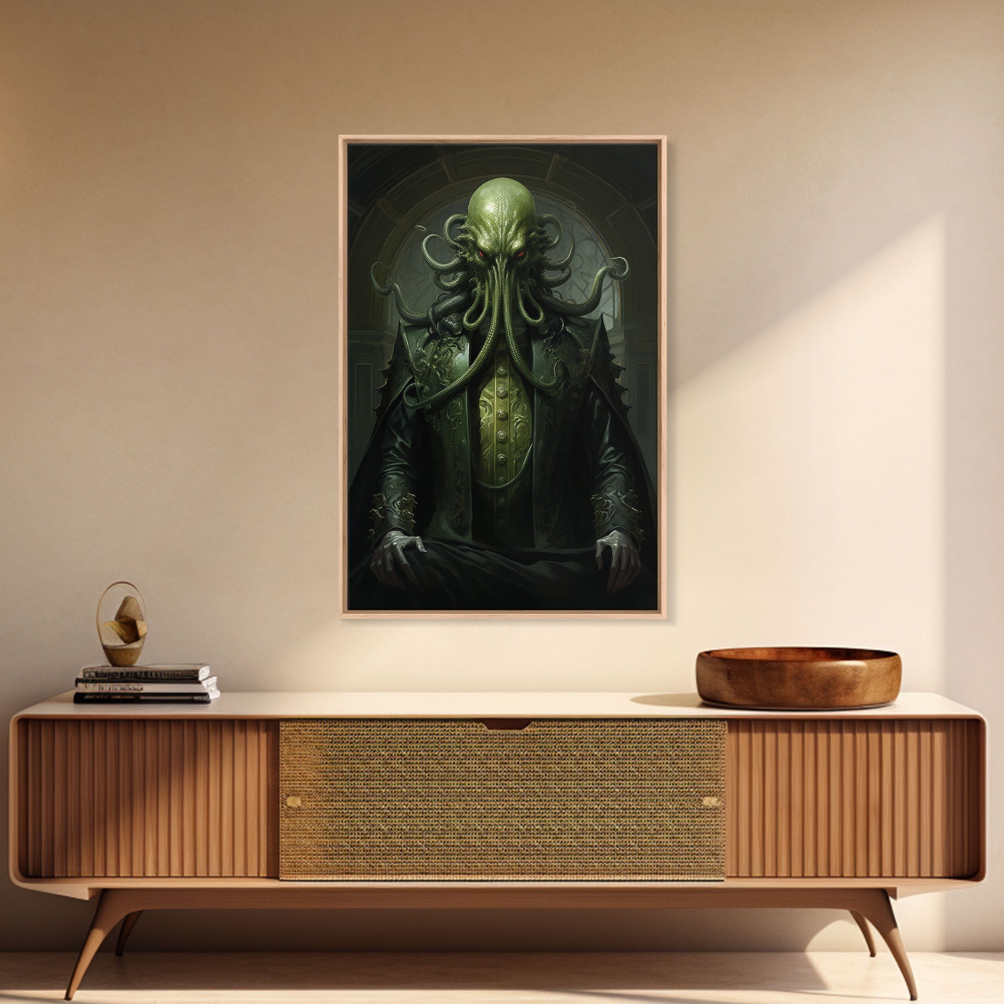 Le démon Cthulhu, Art gothique, Impression sur toile encadrée, Décoration d'Halloween, Le gentleman Cthulhu, Art gothique, Décoration d'Halloween démoniaque