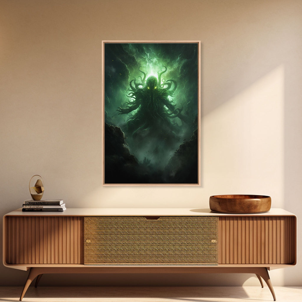 The Call Of Cthulhu - Portrait Of The Grim Reaper - Framed Canvas Print - Halloween Decor - Halloween Clearance - HP Lovecraft