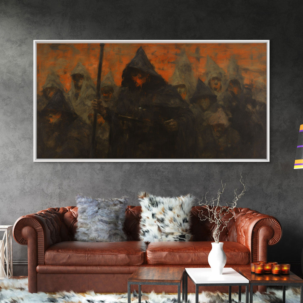 The Cult, Framed Canvas Print, Horror Prints, Halloween Art Print, Dark Academia, Spooky Halloween Art