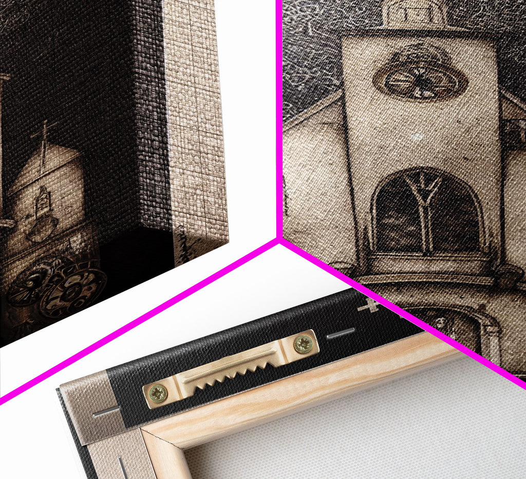 Gothic Church, Framed Canvas Print, Ready To Hang Framed Wall Art, Living Room Decor