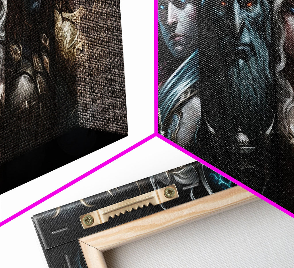The Æsir, Aesir, Old Norse Gods, Framed Canvas Print, Norse Mythology, Scandinavian Mythology Fantasy Art