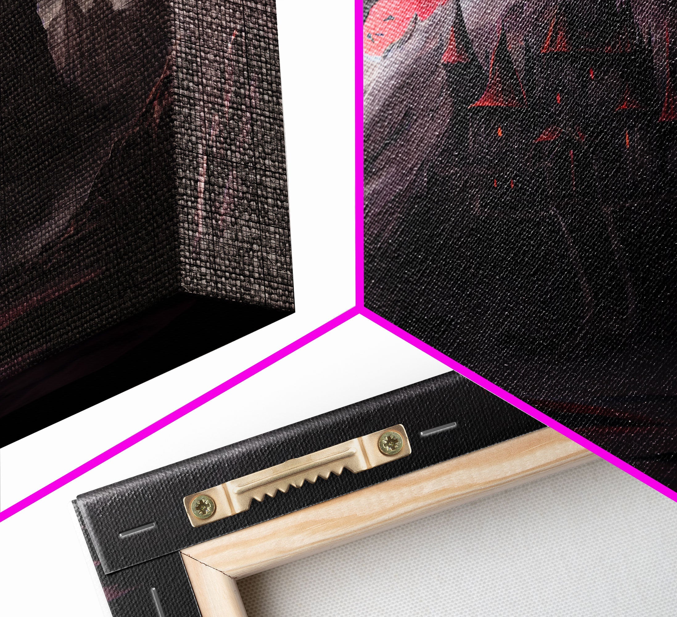 Horror Art, Haunted Castle and Blood Moon, Framed Canvas Print, Goth Art, Gothic Decor, Cool Wall Art