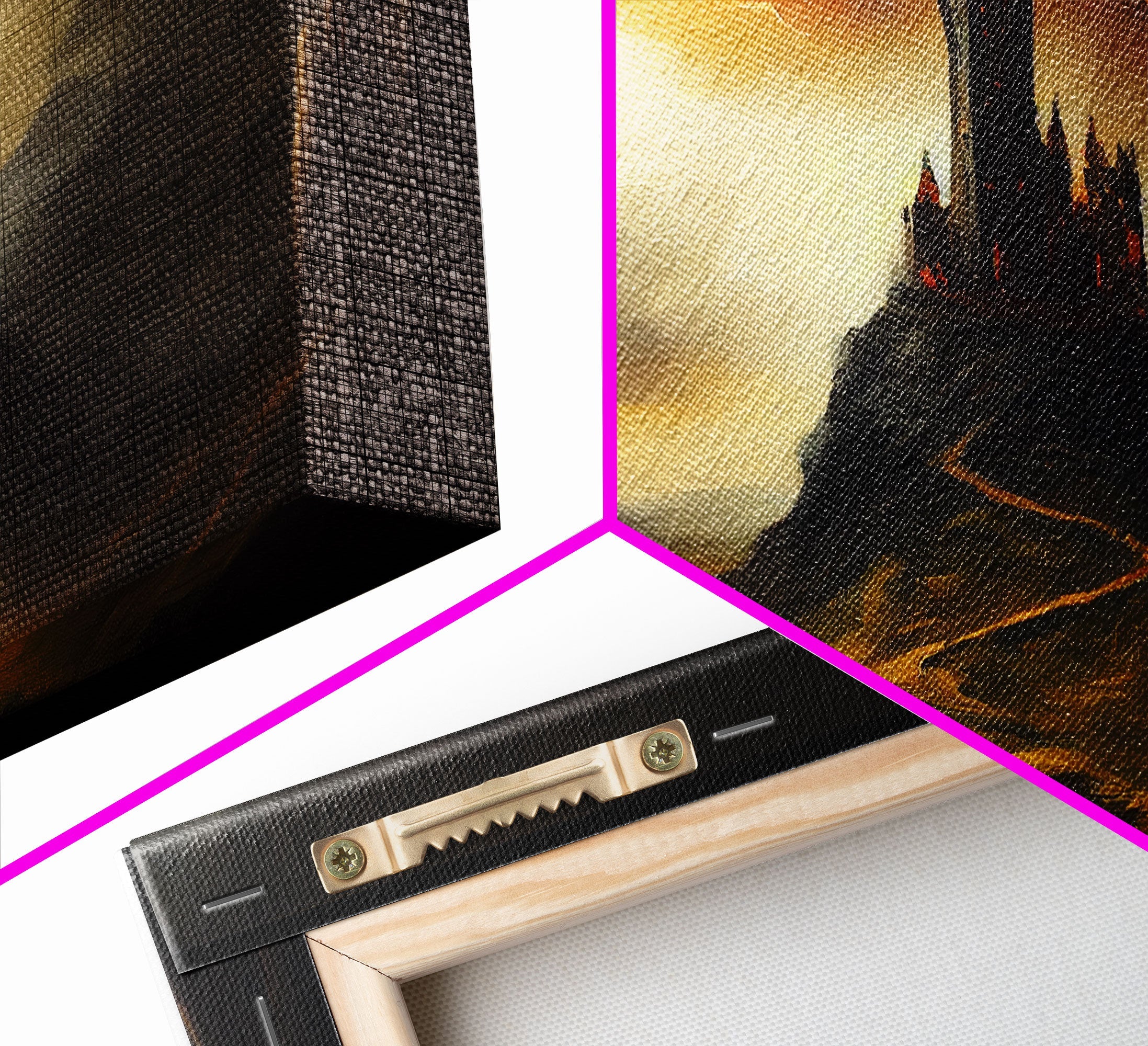 High Fantasy Art, The Dark Castle, Framed Canvas Print, Moonlit Fantasy, Custom Fantasy Art, fantasy art canvas