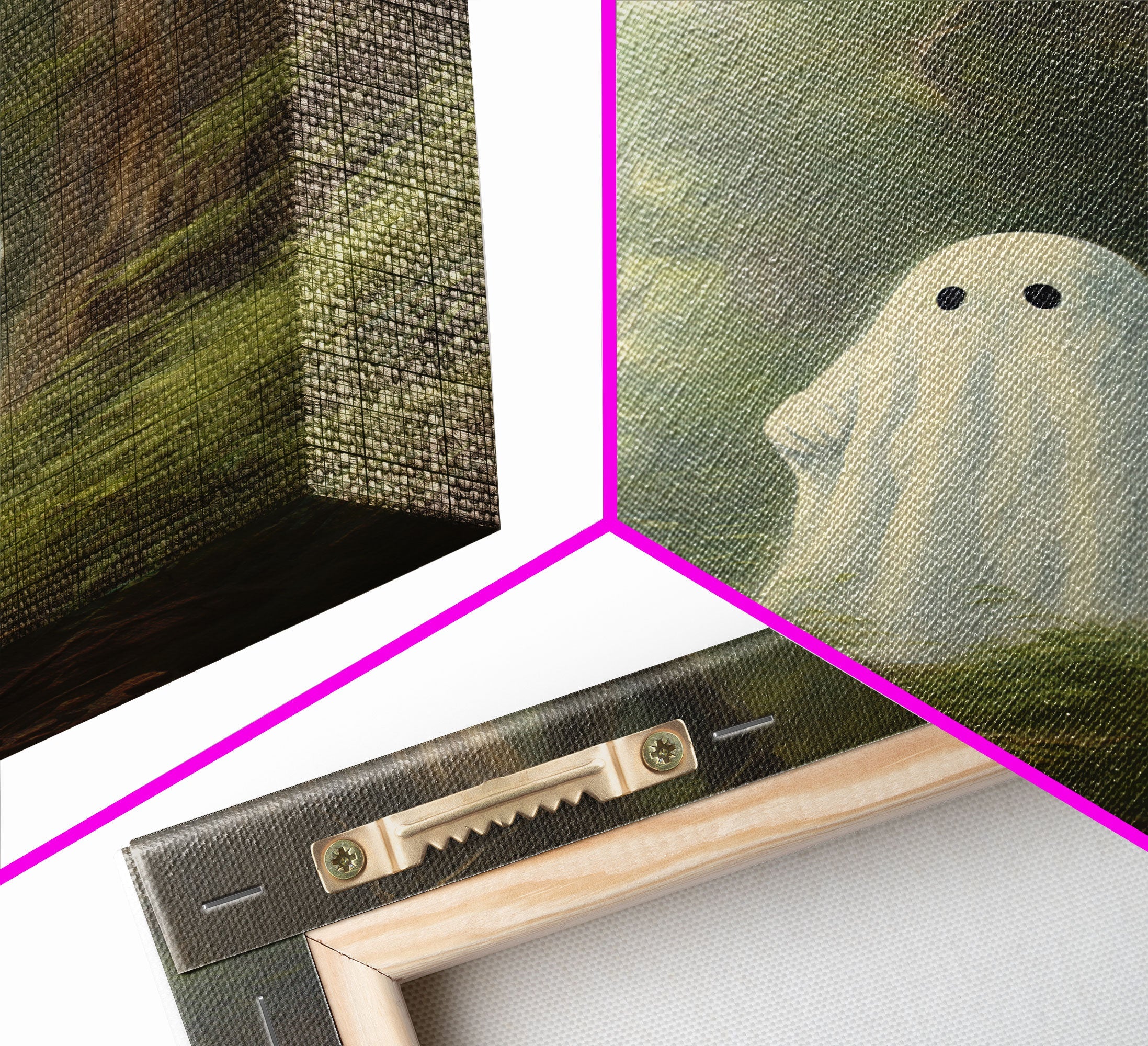 Cute Little Ghost In The Forest, Gothic Victorian Haunted Art, Dark Academia, Framed Canvas or Canvas Art, Cool Wall Art, Halloween Decor