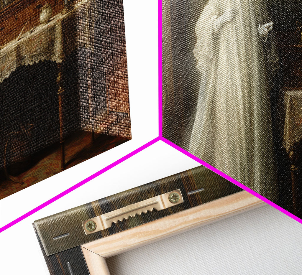 Sheet Ghost Wall Art, Framed Canvas Print, halloween decor, Halloween wall art,  ghost print, dark academia, victorian oil painting
