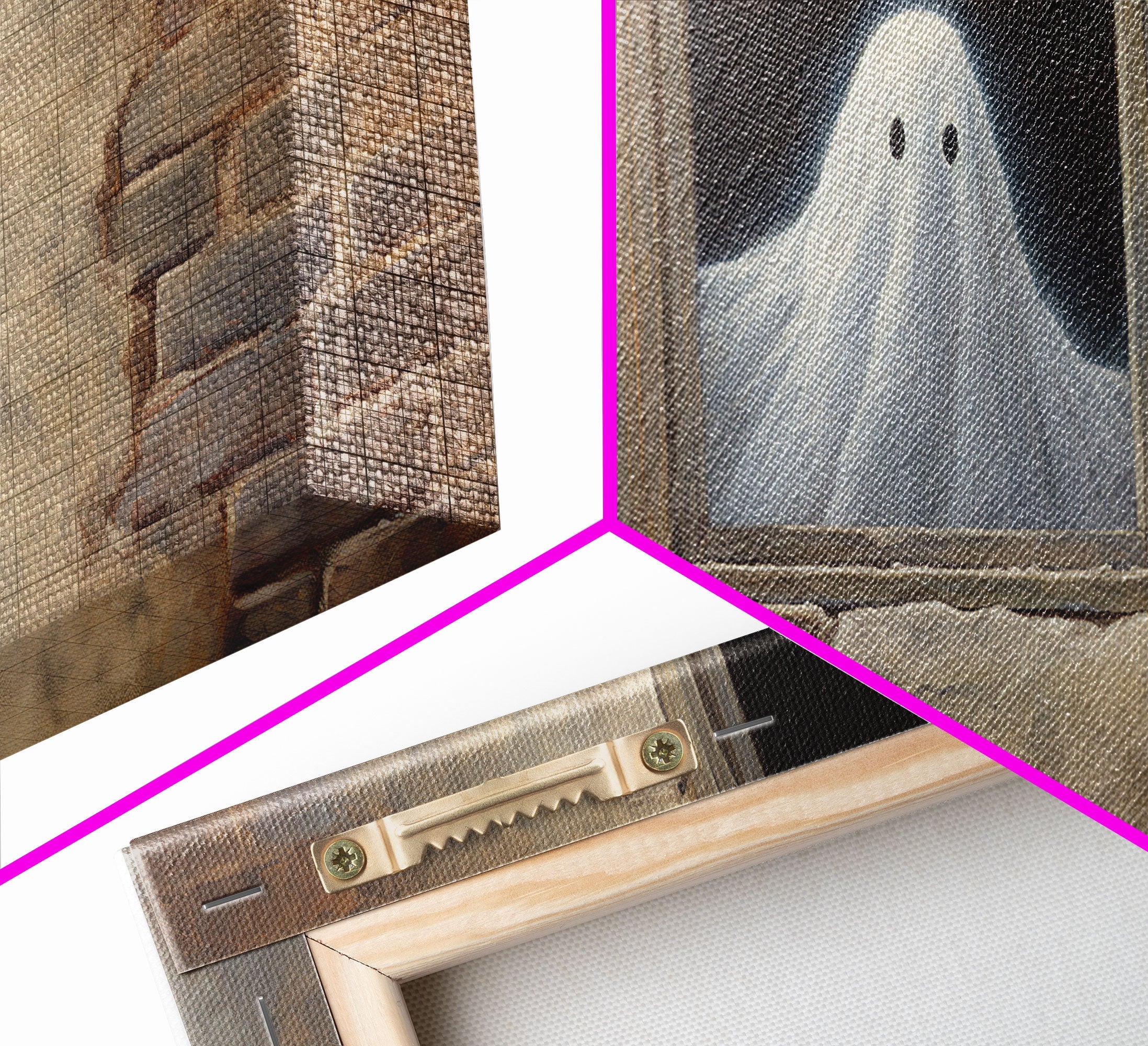 The Ghost In The Window, Funny Halloween Art, Ghost Print, Framed Canvas Art