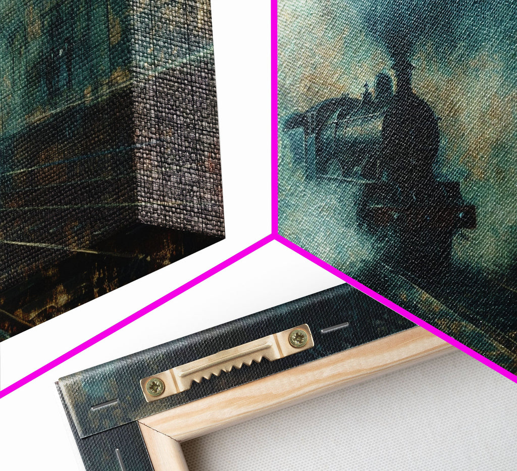 Haunted Railway, Spooky Wall Art, Framed Canvas Print, Unique Halloween Wall Art Gift Idea, Halloween Props