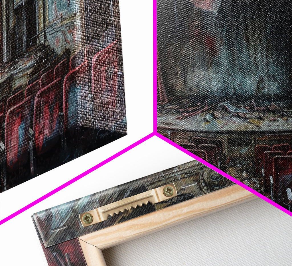 Creepy Abandoned Theater, Framed Canvas Print, Macabre Theatre, Dark Academia, Halloween Decor, Spooky Seasonal Wall Art