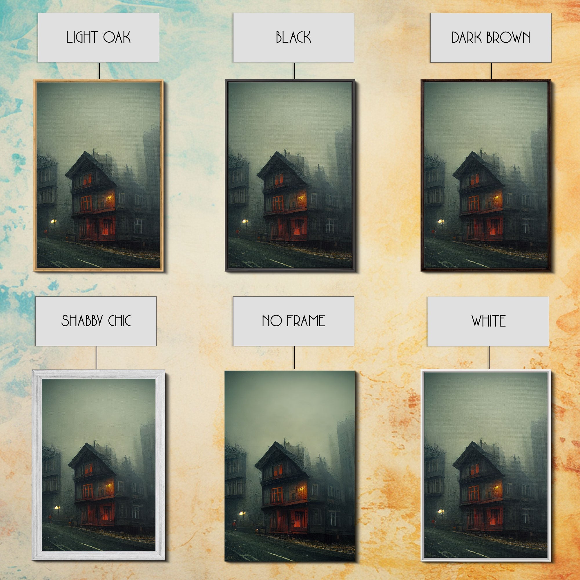Spooky gloomy wall art, haunted house art, fine art poster print