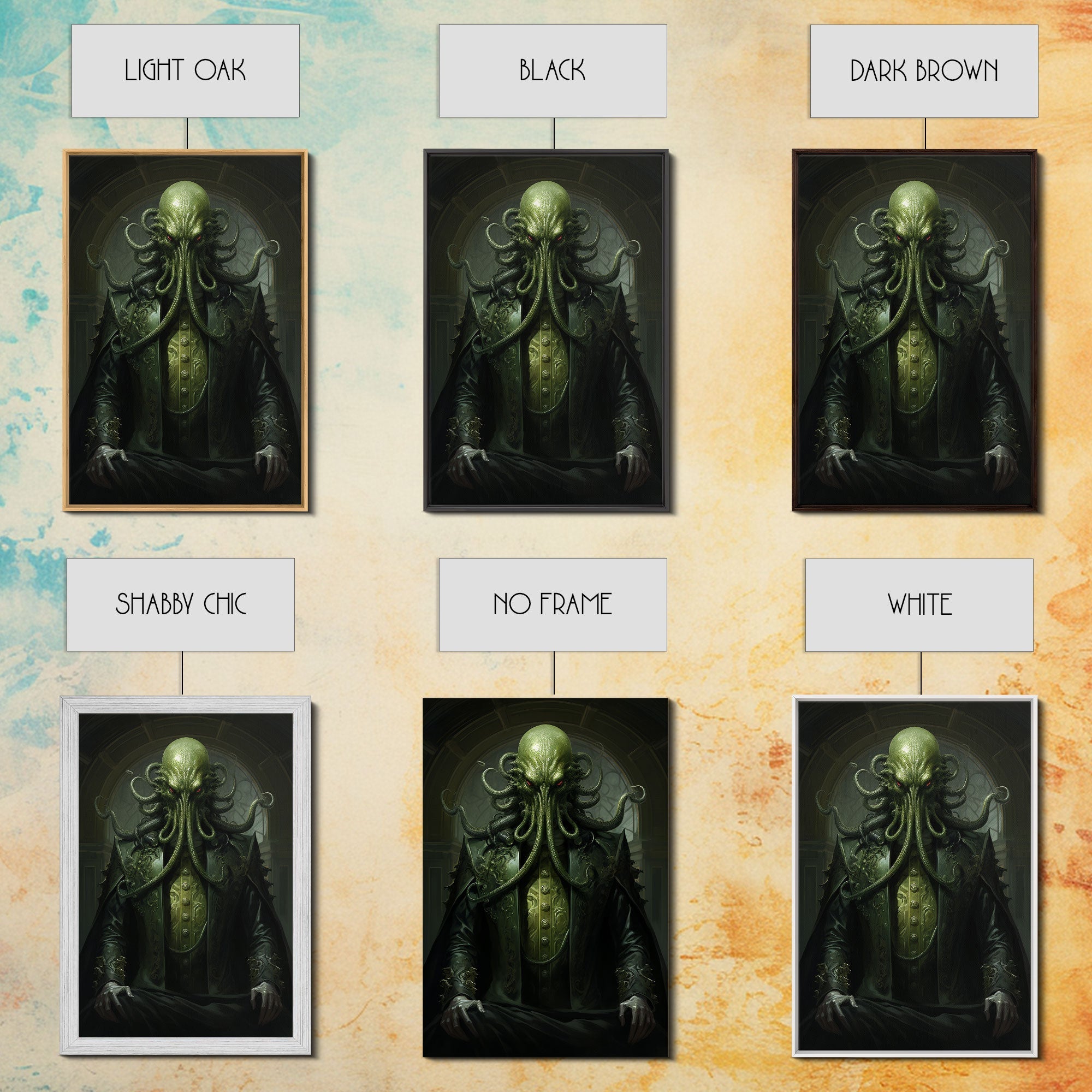 Le démon Cthulhu, Art gothique, Impression sur toile encadrée, Décoration d'Halloween, Le gentleman Cthulhu, Art gothique, Décoration d'Halloween démoniaque