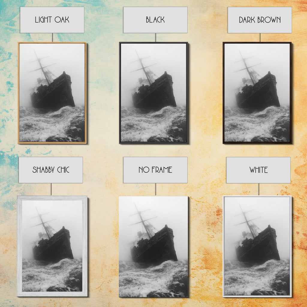 Haunted Ship, Foggy Sea, Maritime Ghost, Canvas Print, Nautical Wall Art, Pirate Ship Aesthetic, Halloween or Fall Home Decor