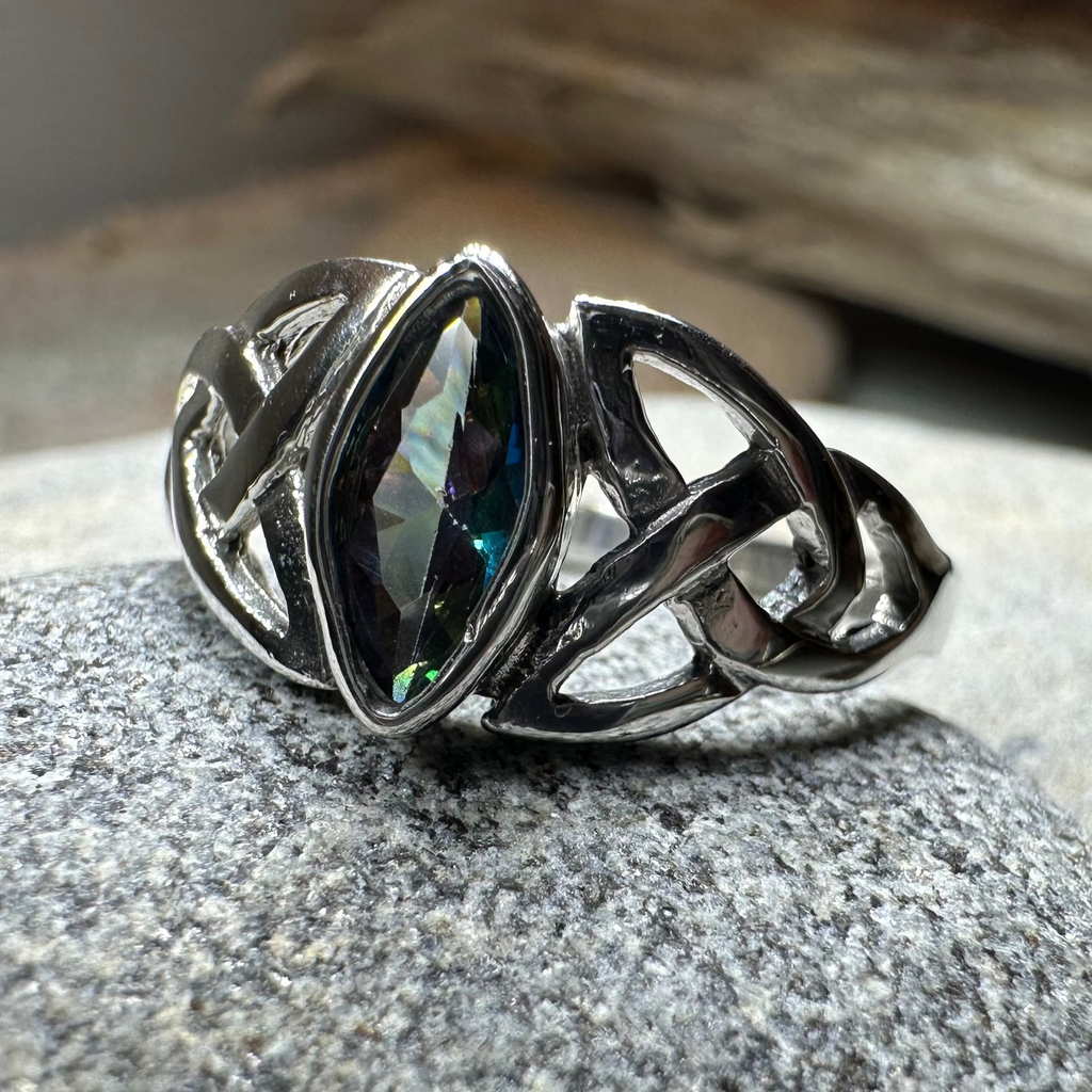 Mystic Topaz Trinity Knot Ring