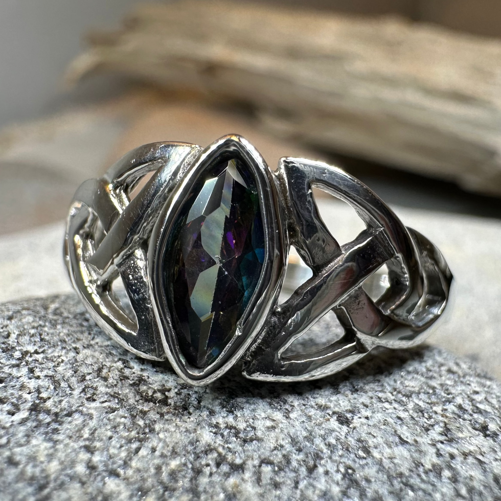 Mystic Topaz Trinity Knot Ring
