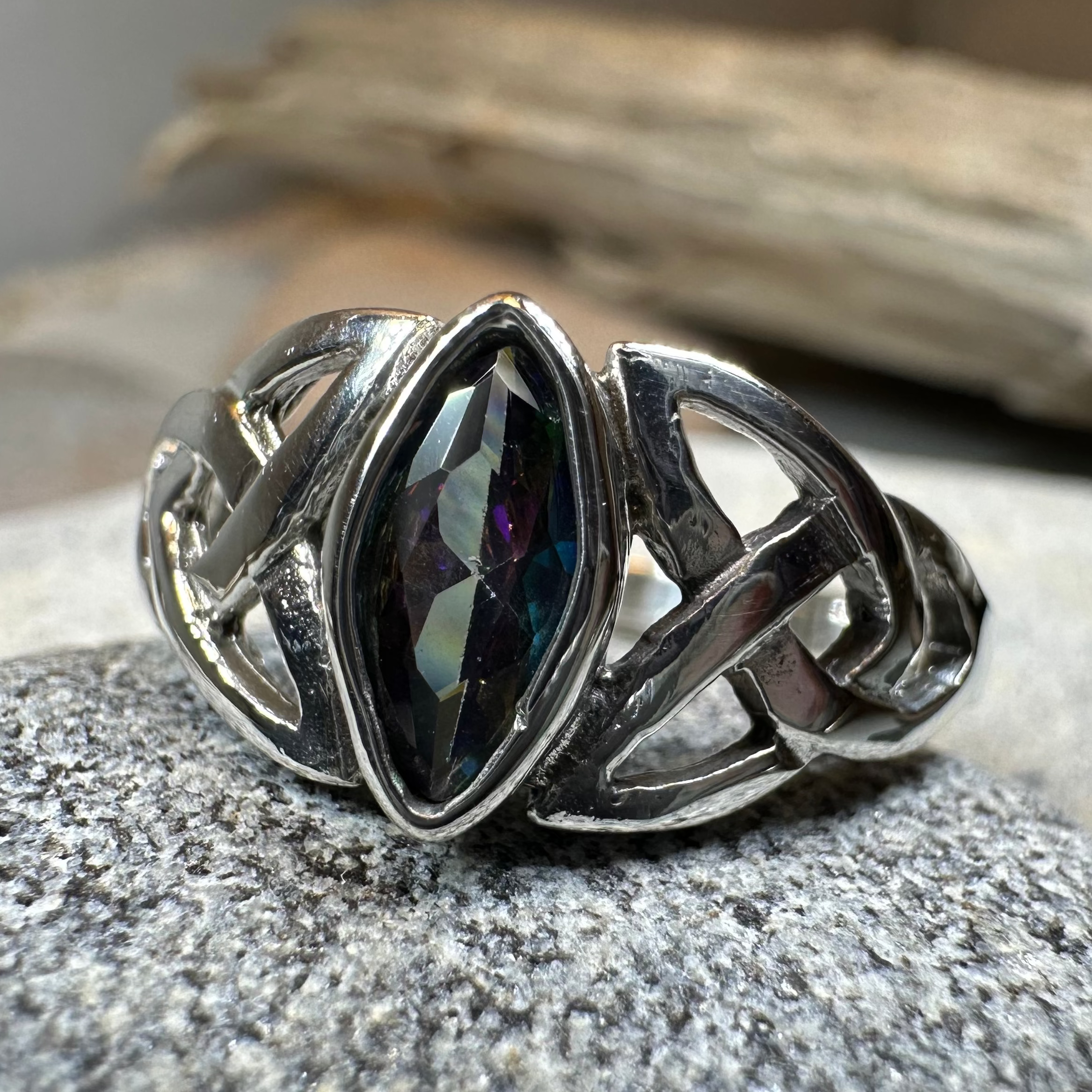 Mystic Topaz Trinity Knot Ring