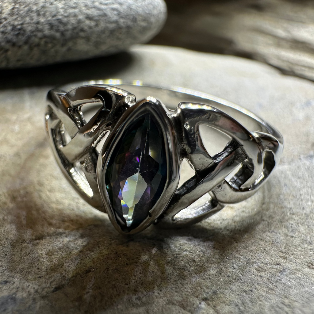 Mystic Topaz Trinity Knot Ring