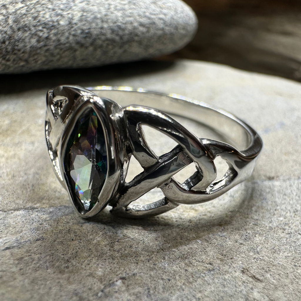 Mystic Topaz Trinity Knot Ring
