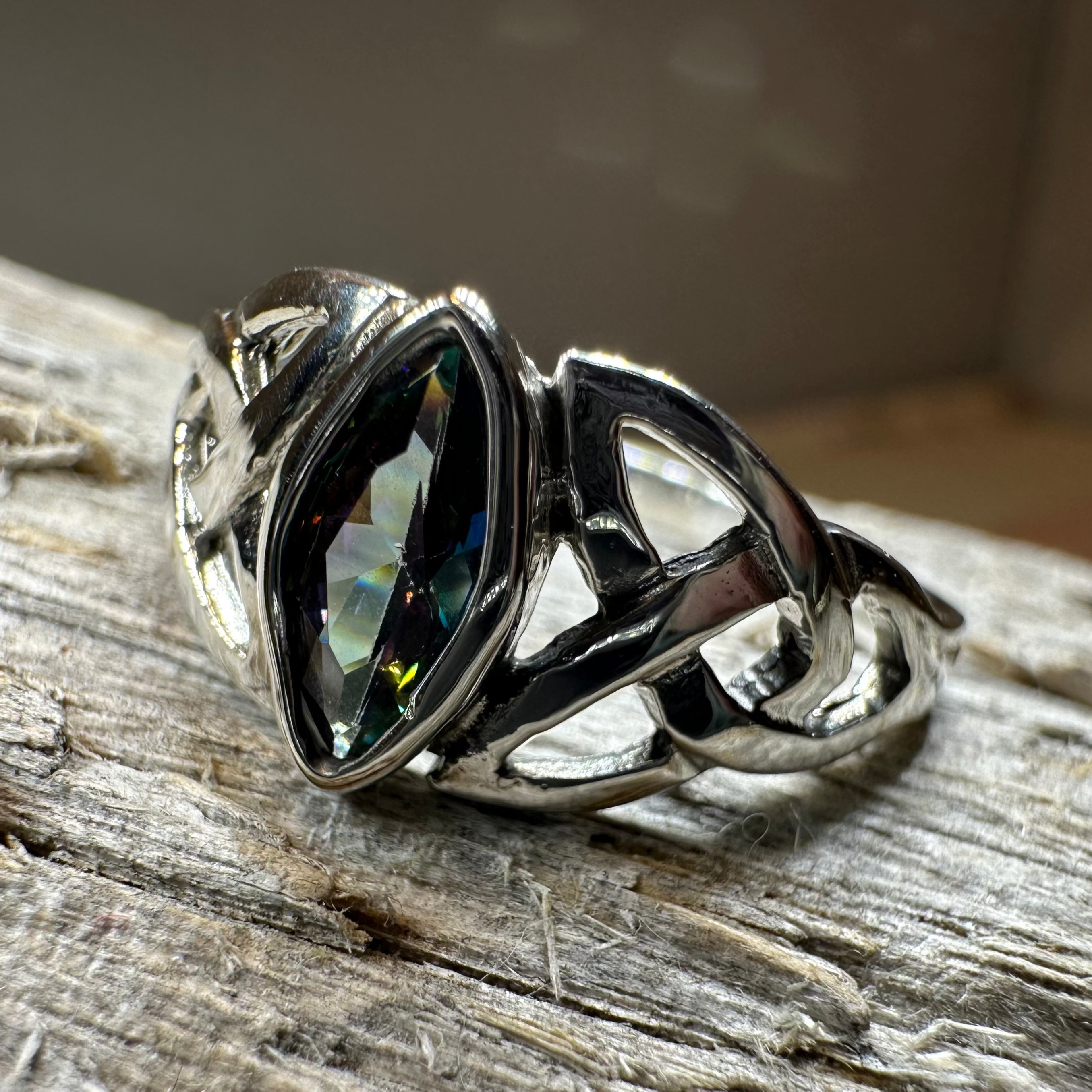 Mystic Topaz Trinity Knot Ring