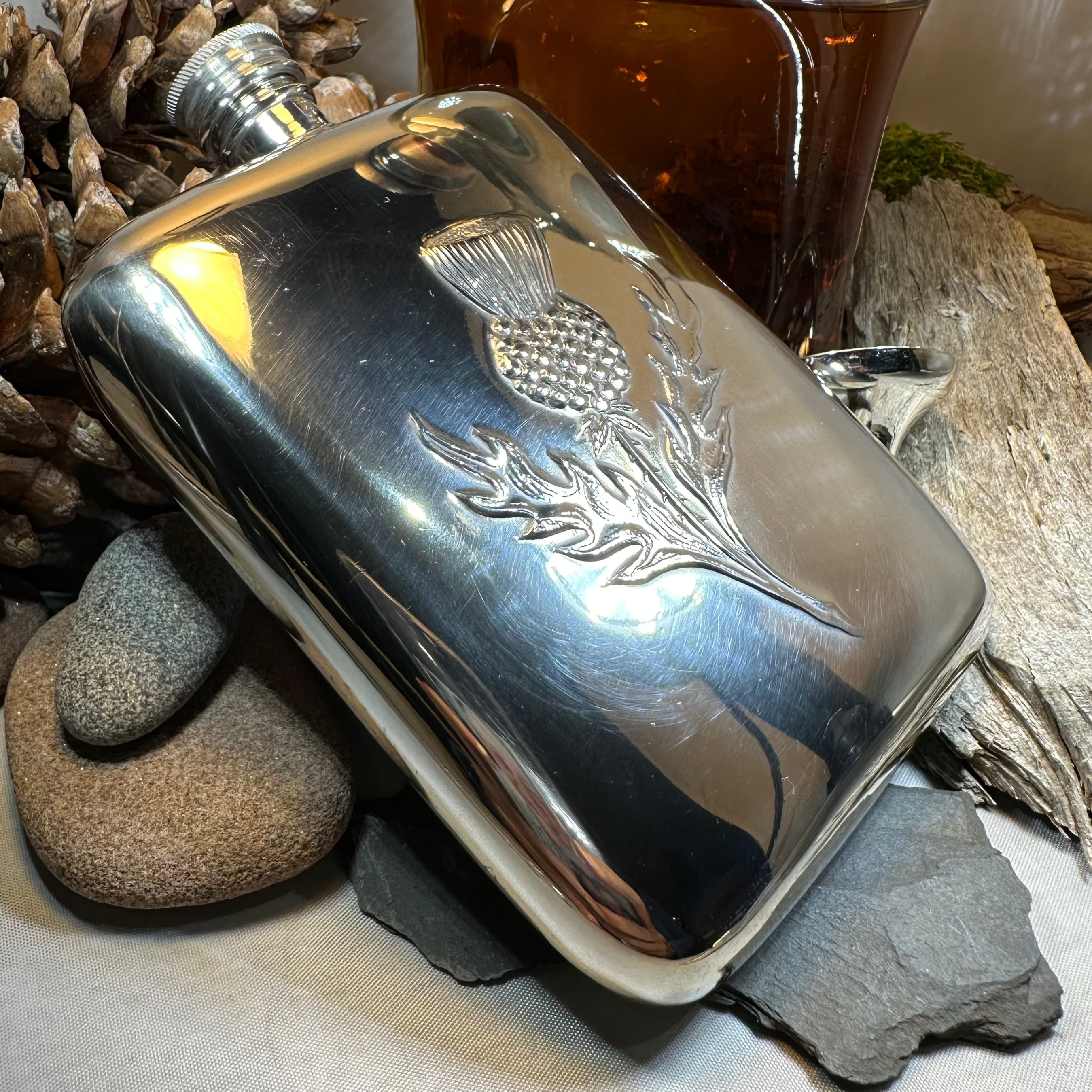Scottish Thistle Pewter Hip Flask
