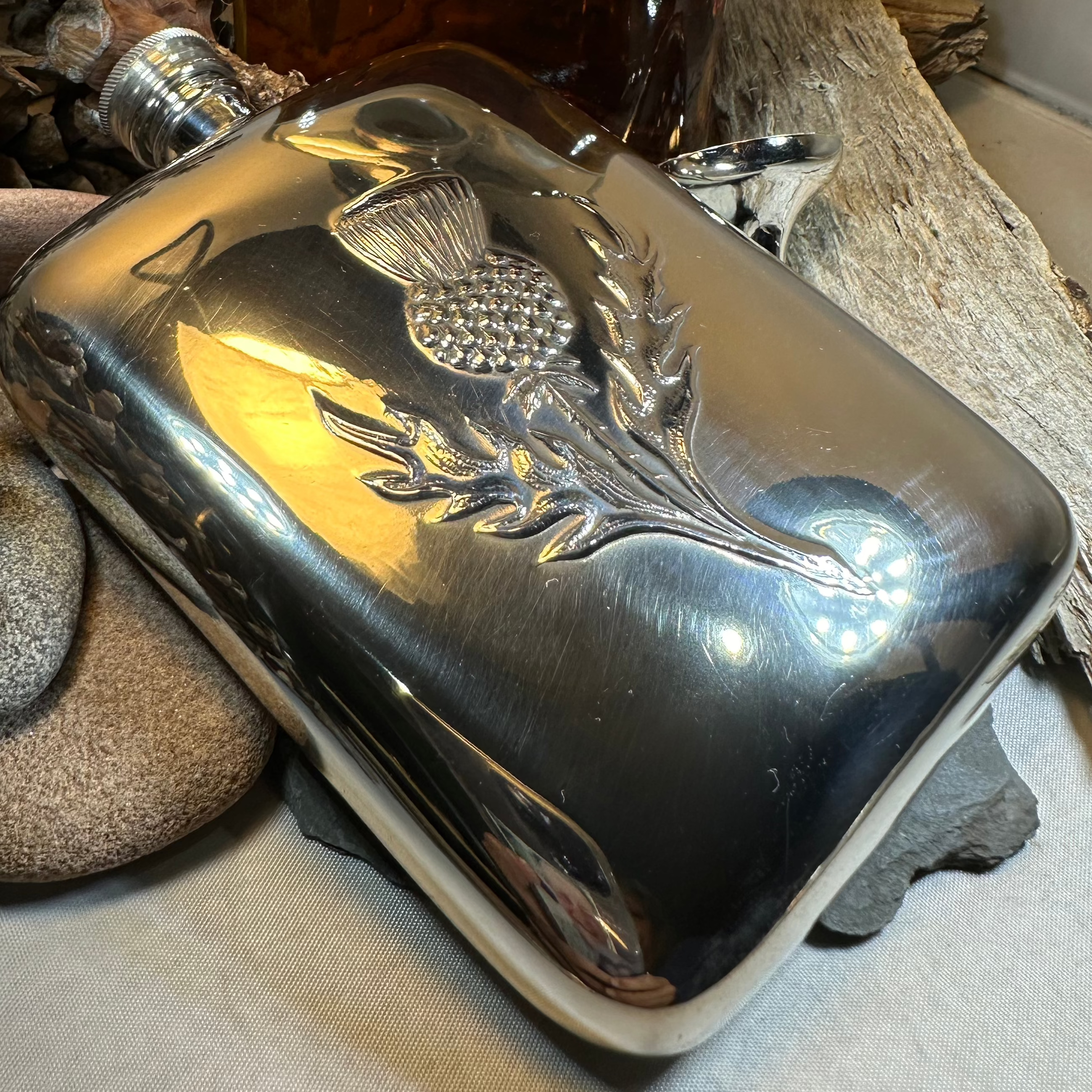 Scottish Thistle Pewter Hip Flask