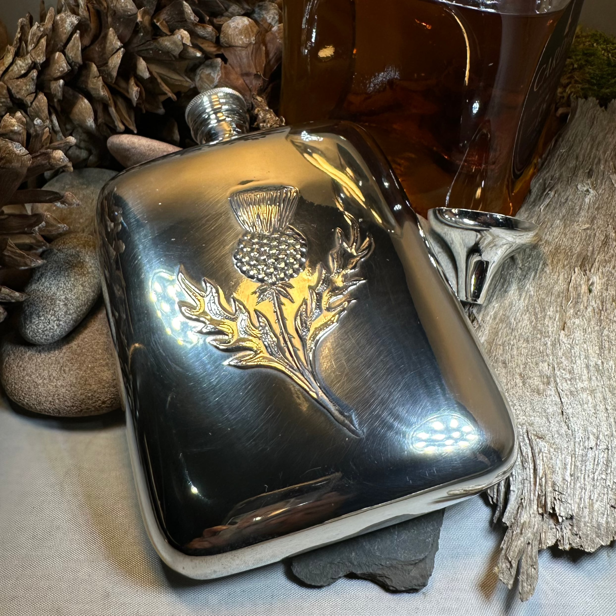 Scottish Thistle Pewter Hip Flask