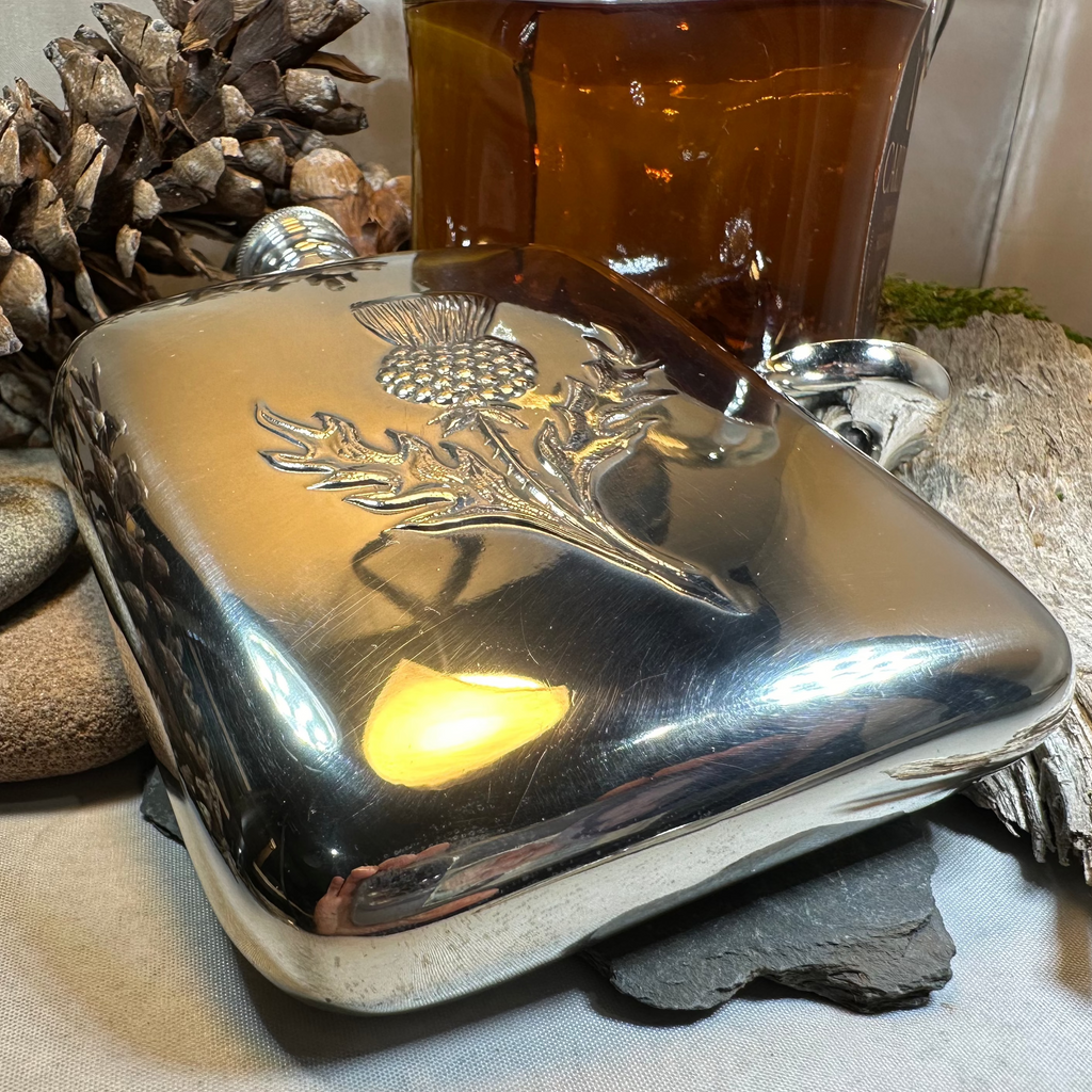 Scottish Thistle Pewter Hip Flask