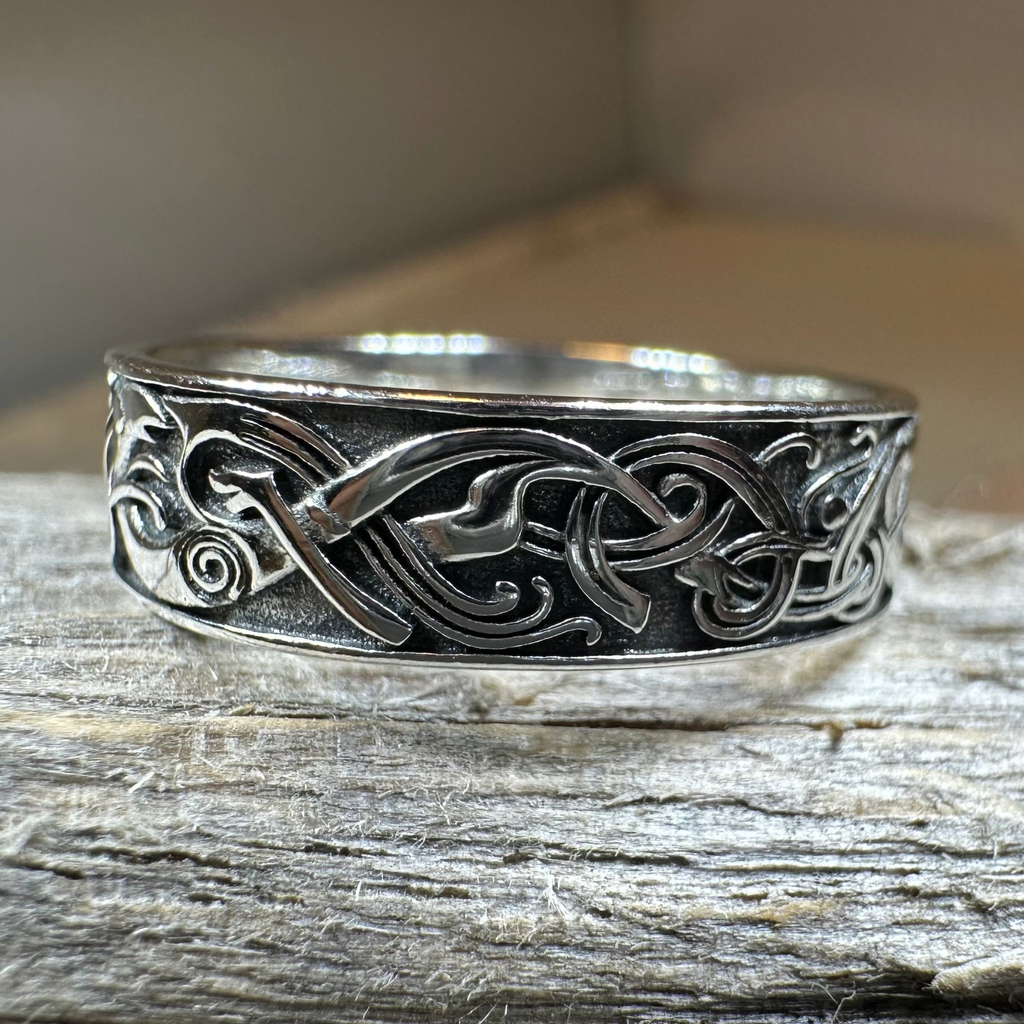 Celtic Raven Ring in Sterling Silver
