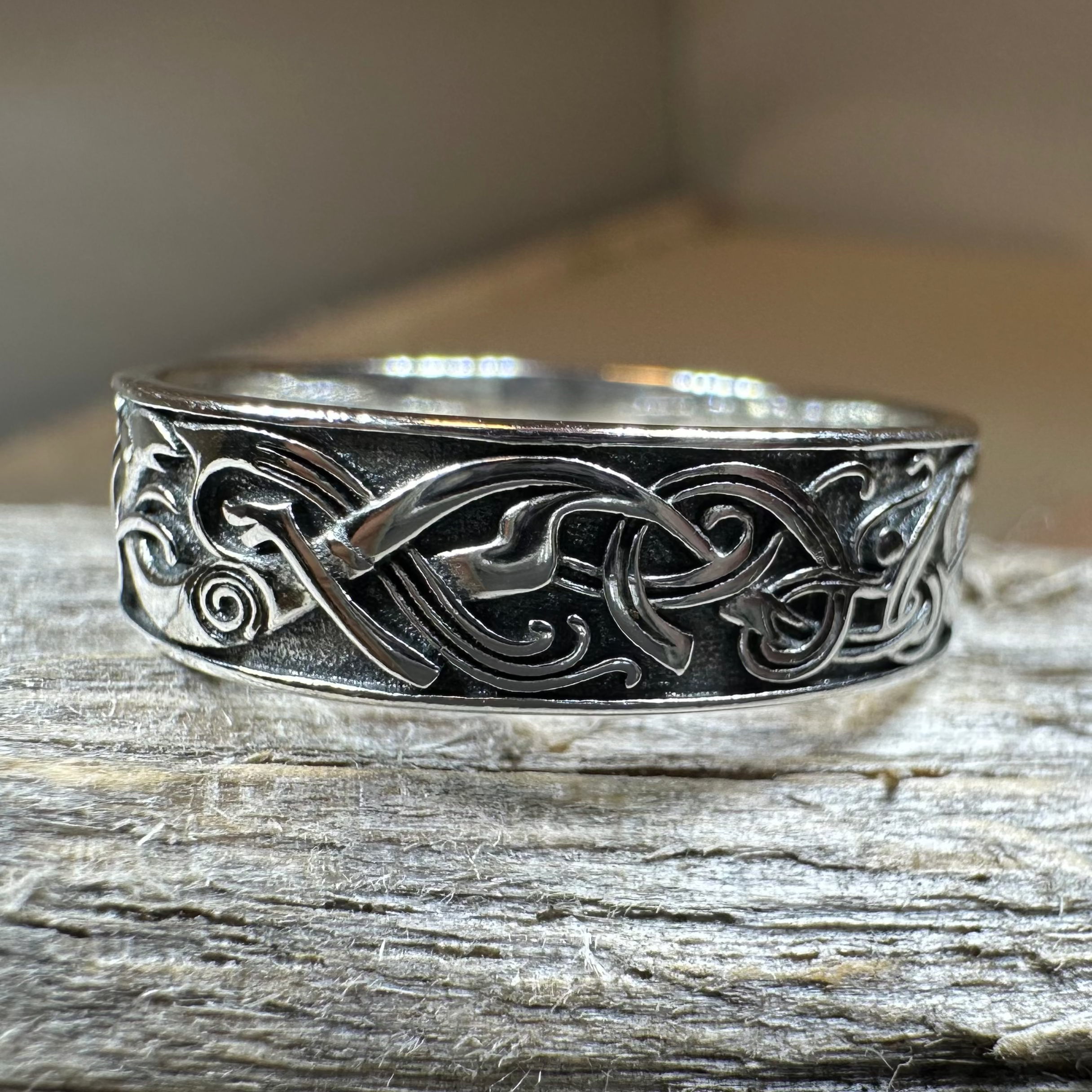 Celtic Raven Ring in Sterling Silver
