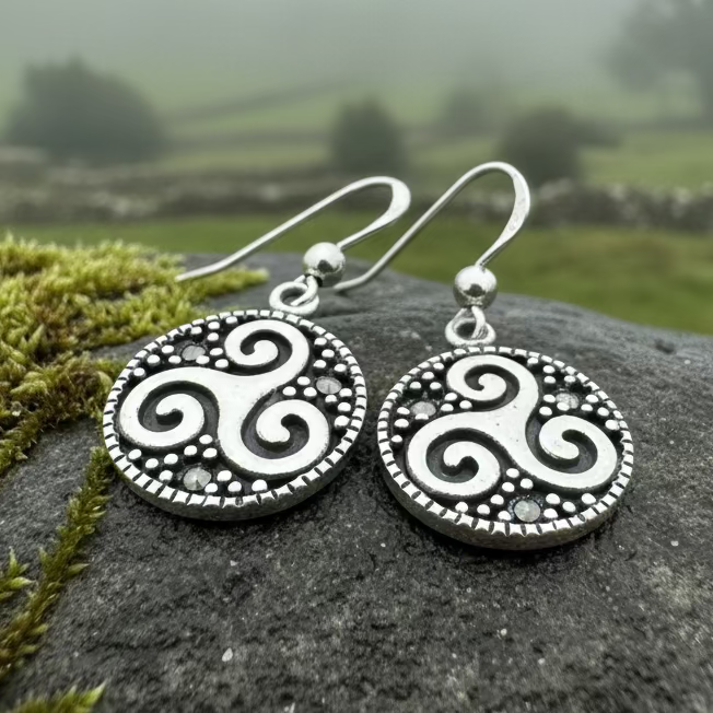 Celtic Triskel Marcasite Earrings