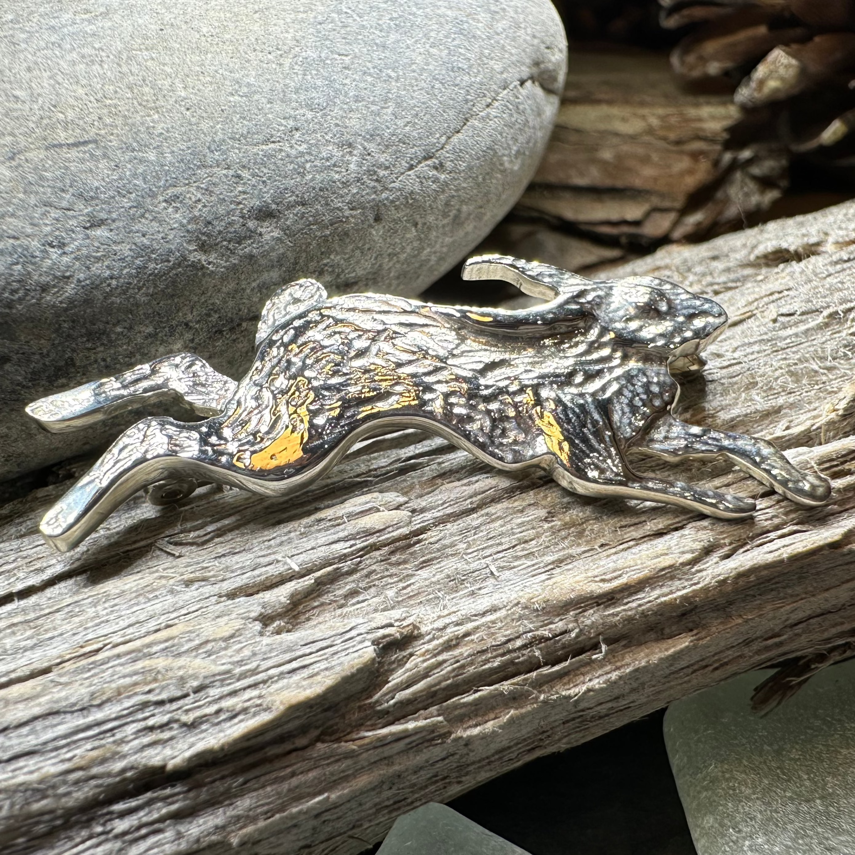 Meadowjumper Sterling Silver Rabbit Brooch - Handmade in Scotland
