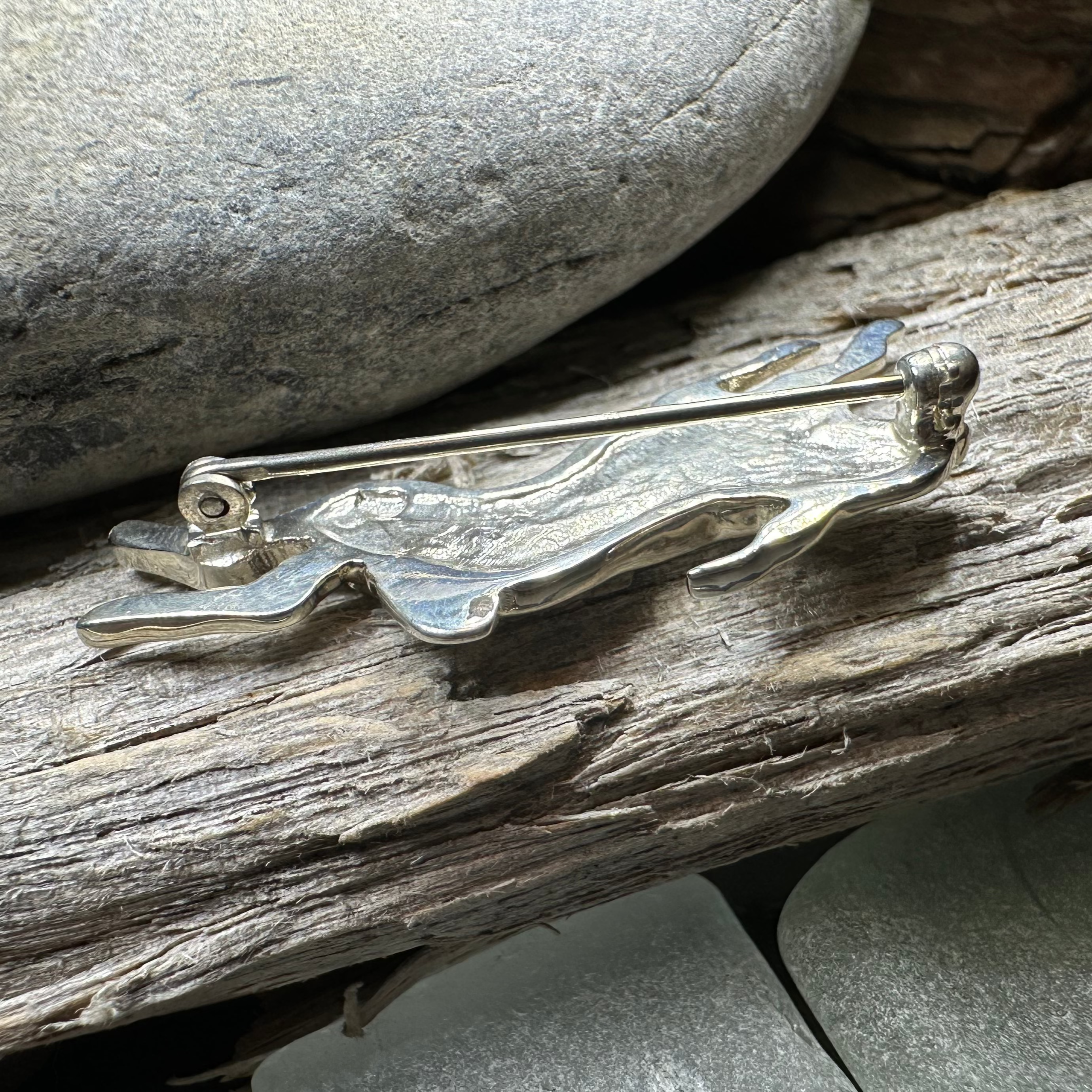 Meadowjumper Sterling Silver Rabbit Brooch - Handmade in Scotland