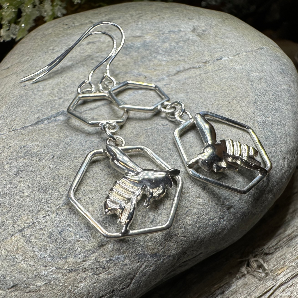 Honeycomb Bee Earrings