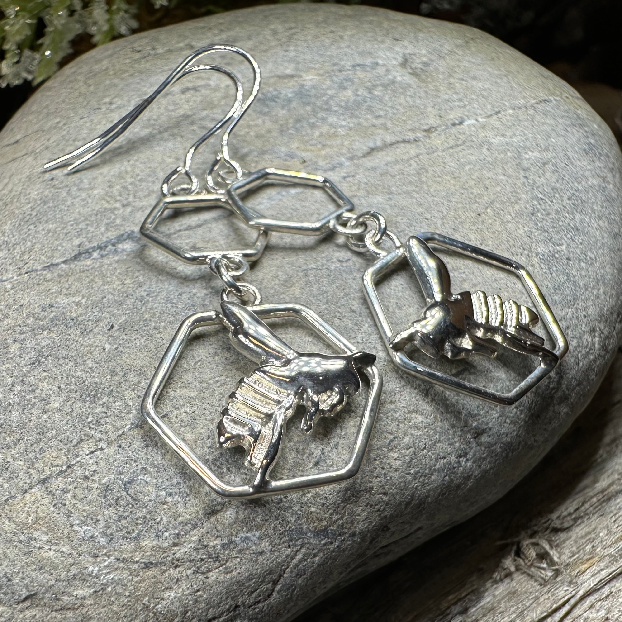Honeycomb Bee Earrings