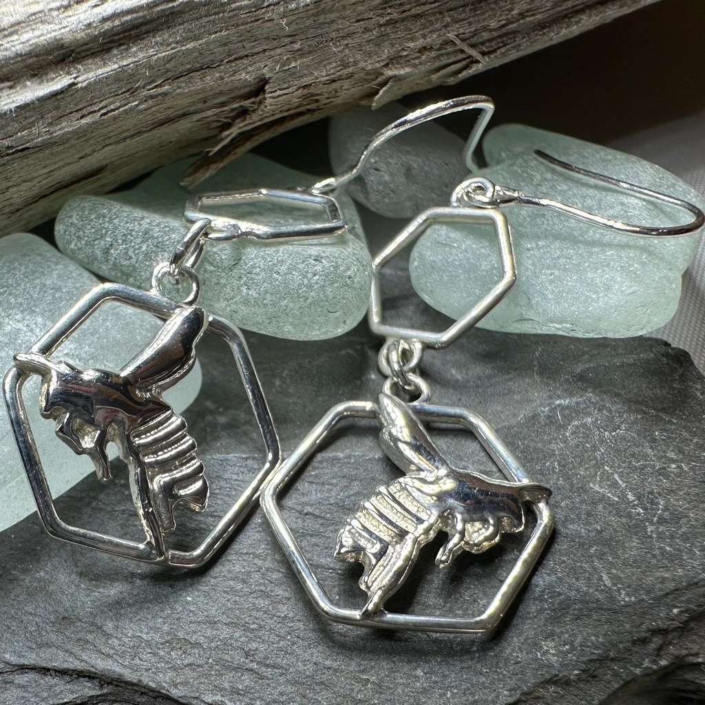 Honeycomb Bee Earrings