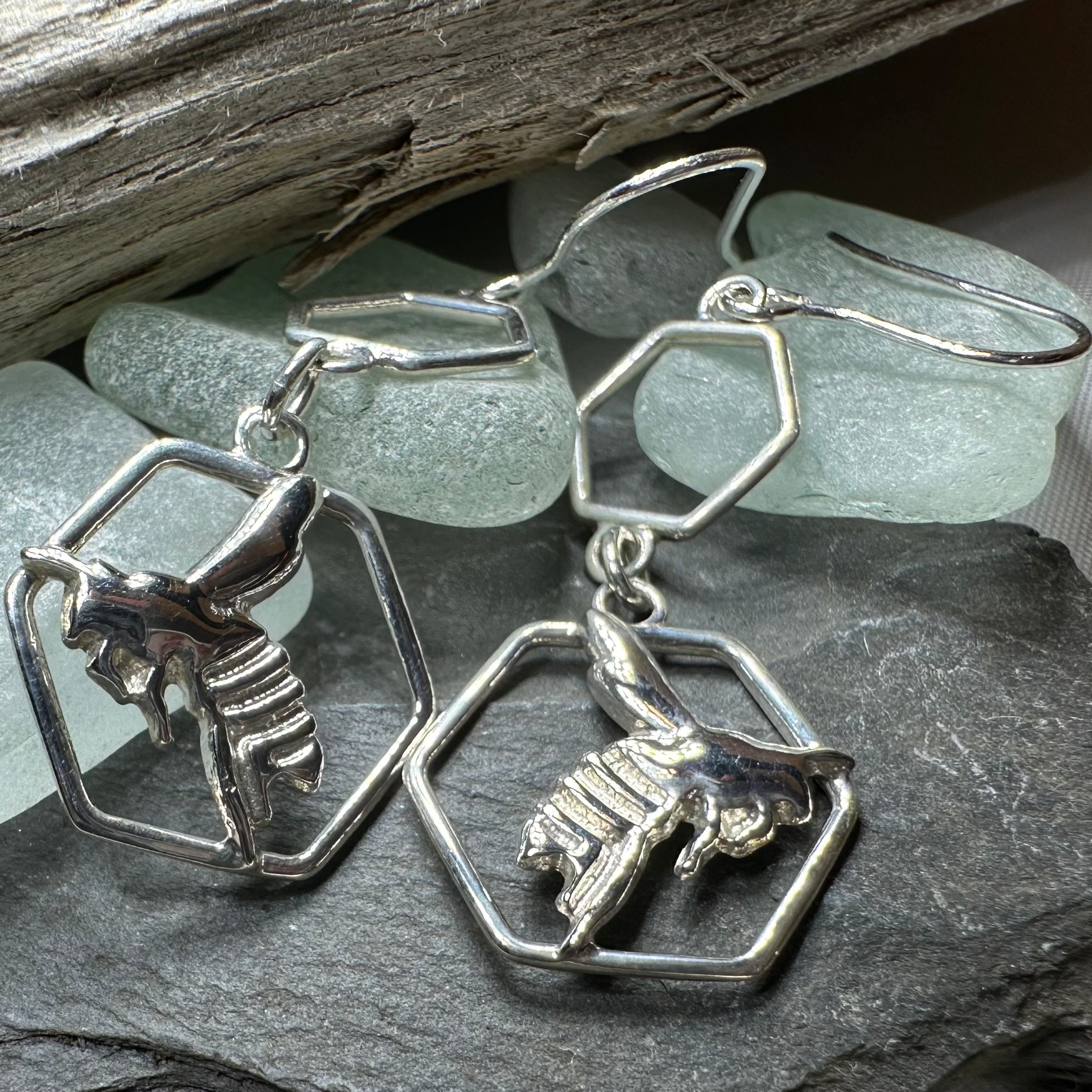 Honeycomb Bee Earrings