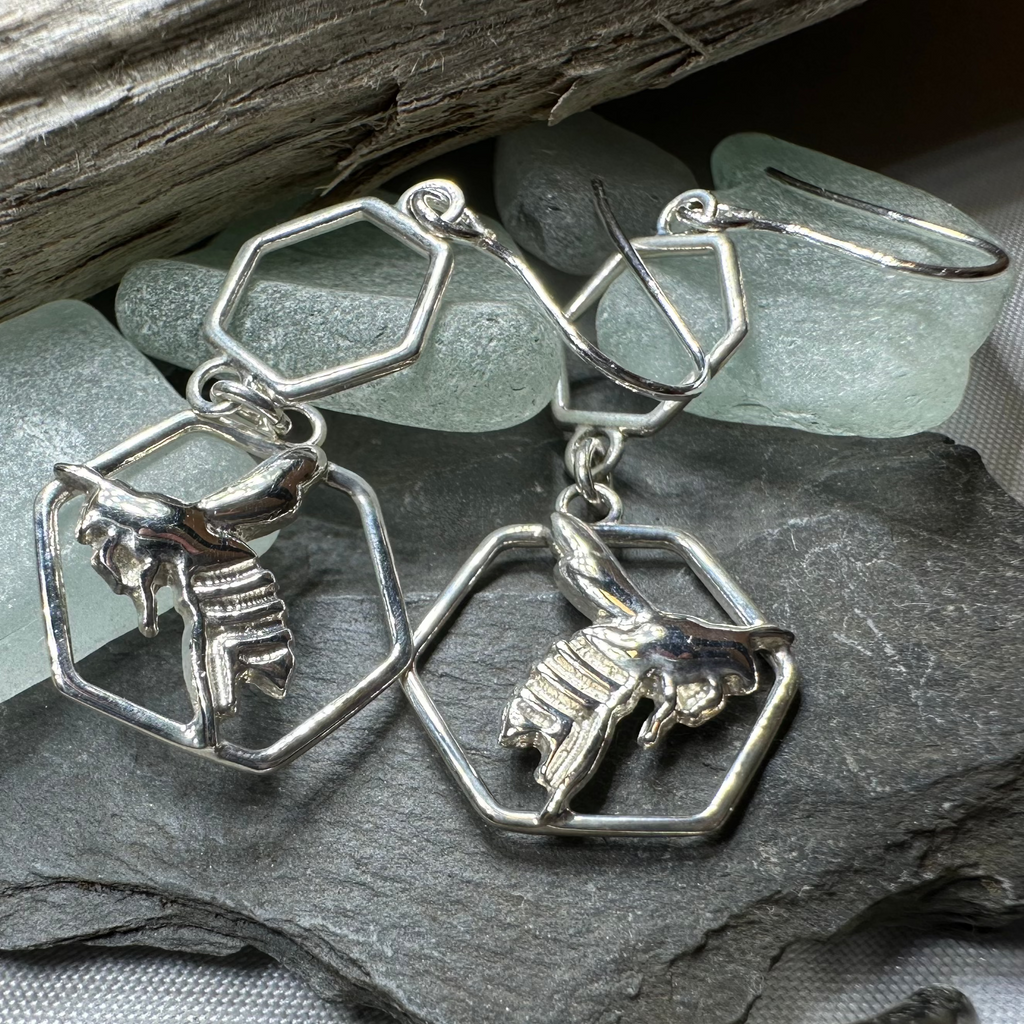 Honeycomb Bee Earrings