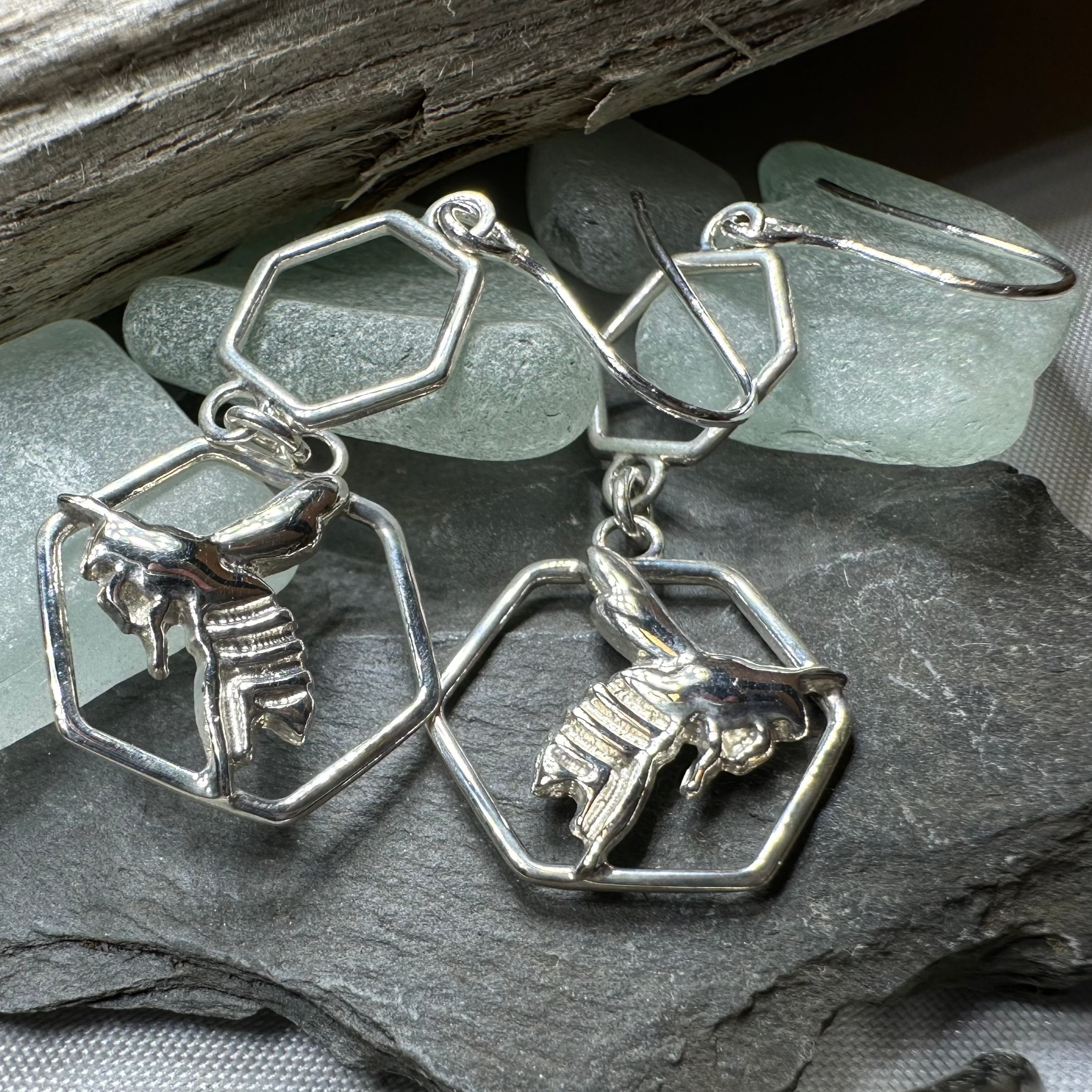 Honeycomb Bee Earrings