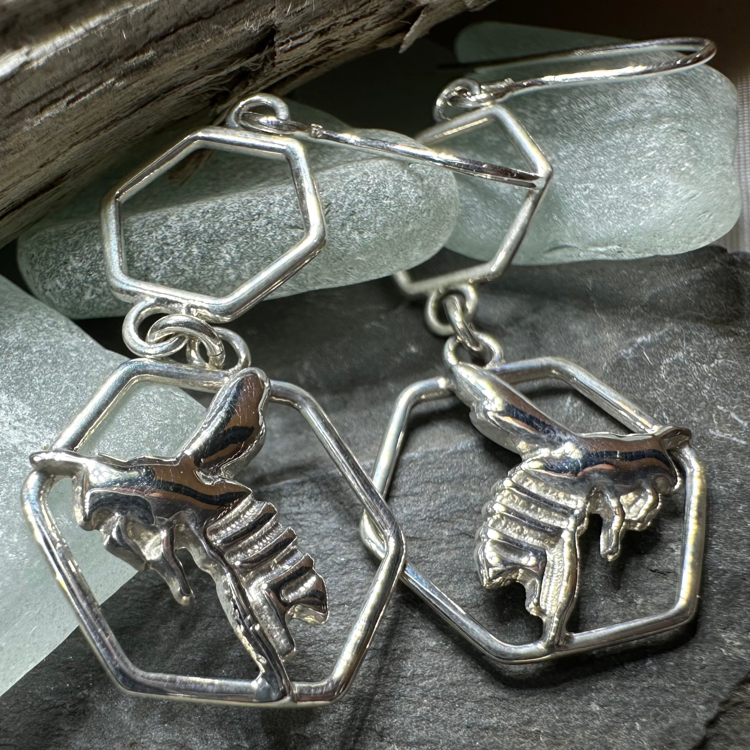 Honeycomb Bee Earrings