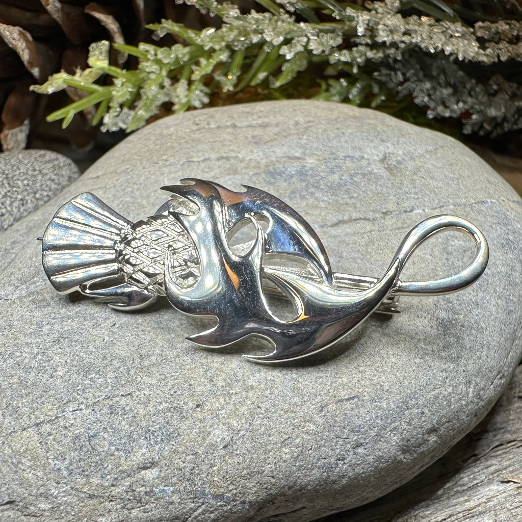 Sterling Silver Jacobean Thistle Brooch - Handmade in Scotland