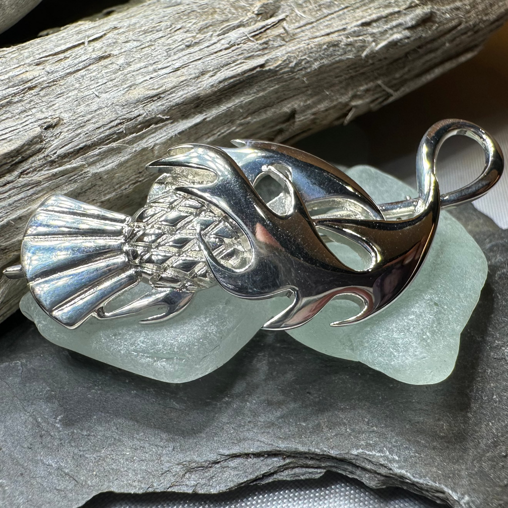 Sterling Silver Jacobean Thistle Brooch - Handmade in Scotland