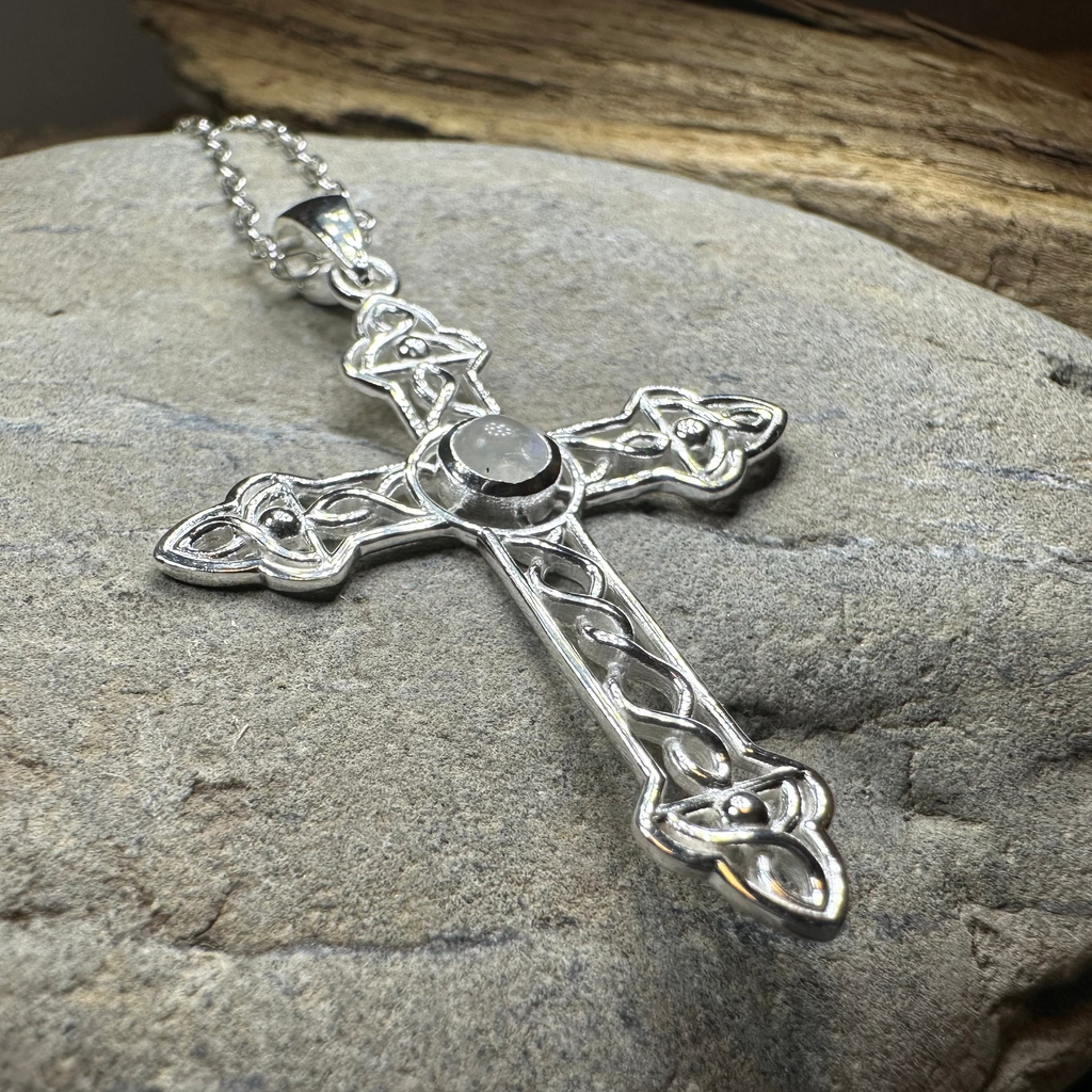 Gratitude Celtic Cross Moonstone Necklace