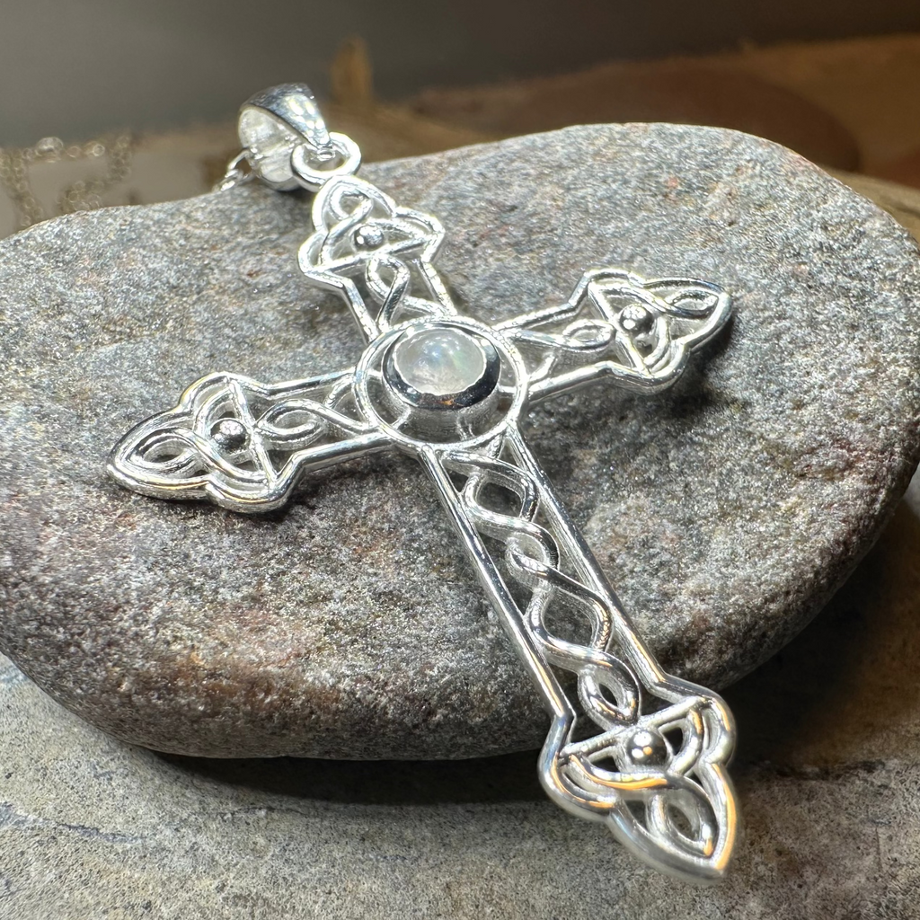 Gratitude Celtic Cross Moonstone Necklace