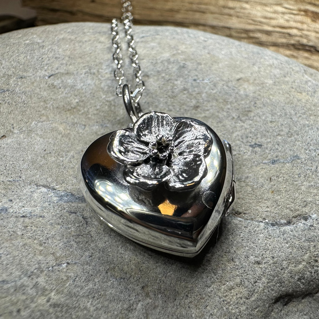 Dogwood Flower Silver Locket Necklace
